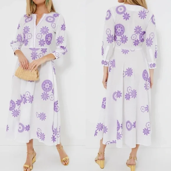 NIMO WITH LOVE White and Purple Azurite Dress NEW - Picture 3 of 12